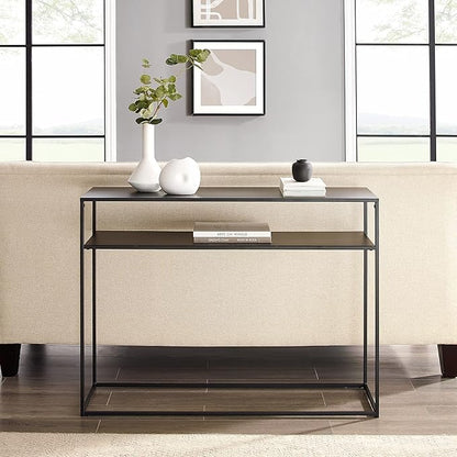 Crosley Furniture Braxton Sofa Console Table with Storage Shelf for Hall, Entryway, or Living Room, Matte Black
