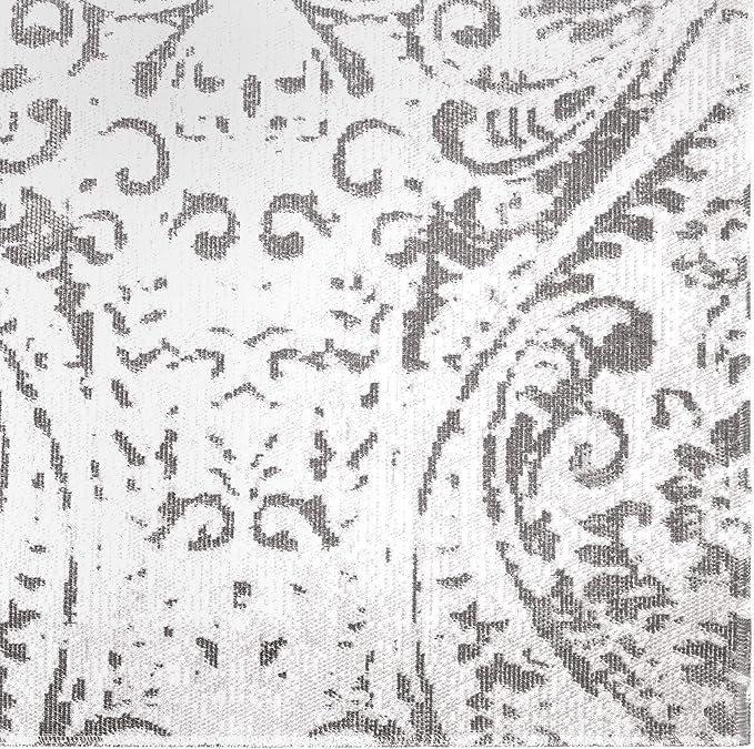 Home Dynamix Nicole Miller Patio Sofia Juniper Indoor/Outdoor Area Rug 7'9"x10'2", 4151-123, Distressed Damask Ivory/Gray Juniper