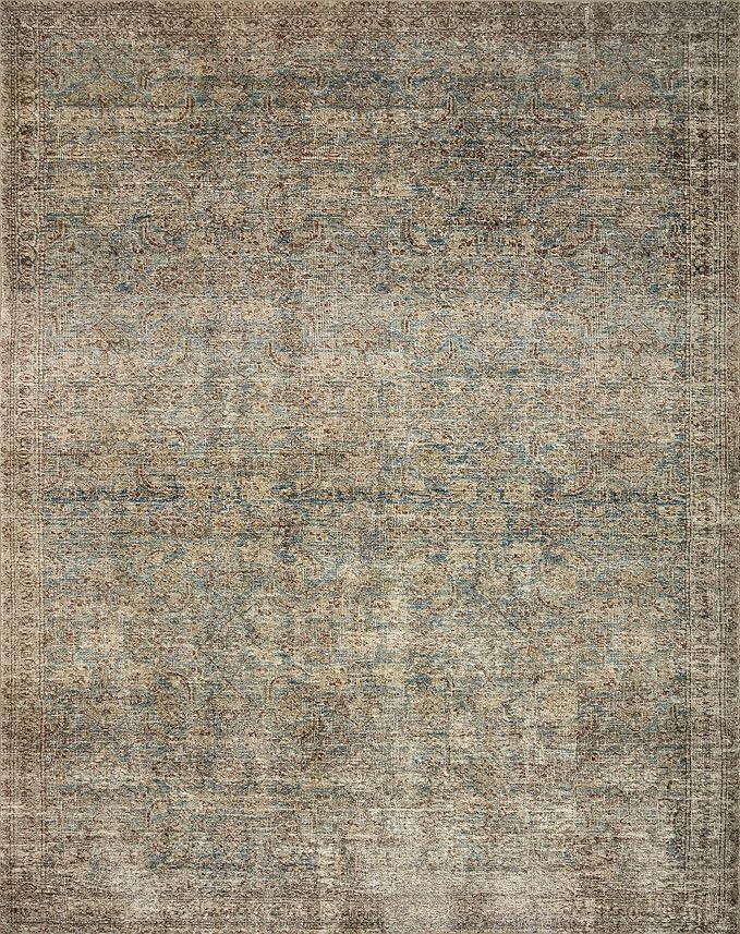 Loloi Amber Lewis Morgan Collection MOG-04 Sea/Sage 3'-6" x 5'-6" Accent Rug, Neutral Area Rug for Room Décor, Vintage Rug Inspired, Soft Area Rug for Living Room, Bedroom, Dining Area