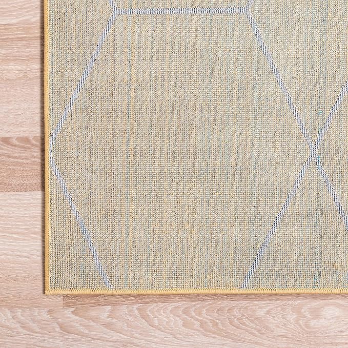 Unique Loom Trellis Frieze Collection Area Rug - Geometric (3' Square, Yellow/ Ivory)
