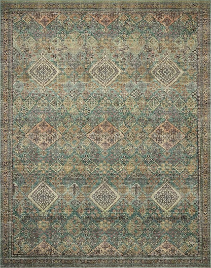 Loloi Magnolia Home by Joanna Gaines Sinclair Collection SIN-03 Turquoise/Multi 7'-6" x 9'-6", .25" Pile Height, Machine Washable, Area Rug