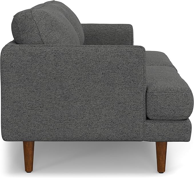 SIMPLIHOME Livingston 76-inch Wide Sofa in Charcoal Grey Woven-Blend Fabric, Handcrafted Loveseat Couch for Living Room or Family Room, Mid-Century Modern Style, Solid Wood Frame