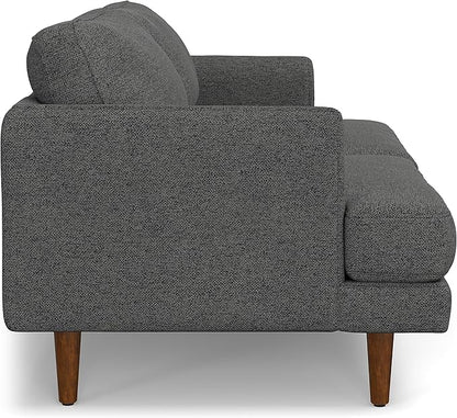 SIMPLIHOME Livingston 76-inch Wide Sofa in Charcoal Grey Woven-Blend Fabric, Handcrafted Loveseat Couch for Living Room or Family Room, Mid-Century Modern Style, Solid Wood Frame