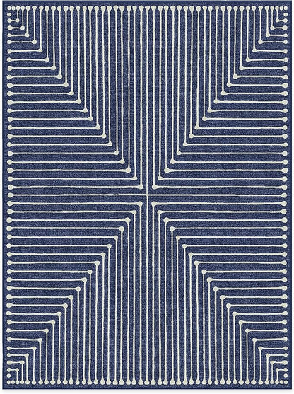 RUGGABLE x Jonathan Adler Machine Washable Modern Area Rug – Inkdrop Lapis Blue 9x12, Stain-Resistant, Non-Slip – Large Rugs for Living Room, Bedroom, Hallway, Entryway & Office–with Cushioned Pad