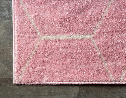 Unique Loom Trellis Frieze Collection Area Rug - Geometric (8' x 10', Light Pink/ Ivory)