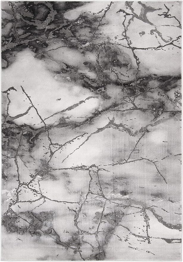 SAFAVIEH Craft Collection Area Rug - 5'3" x 7'6", Grey & Silver, Modern Abstract Design, Non-Shedding & Easy Care, Ideal for High Traffic Areas in Living Room, Bedroom (CFT877G)
