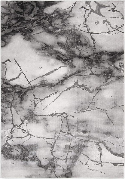 SAFAVIEH Craft Collection Area Rug - 5'3" x 7'6", Grey & Silver, Modern Abstract Design, Non-Shedding & Easy Care, Ideal for High Traffic Areas in Living Room, Bedroom (CFT877G)