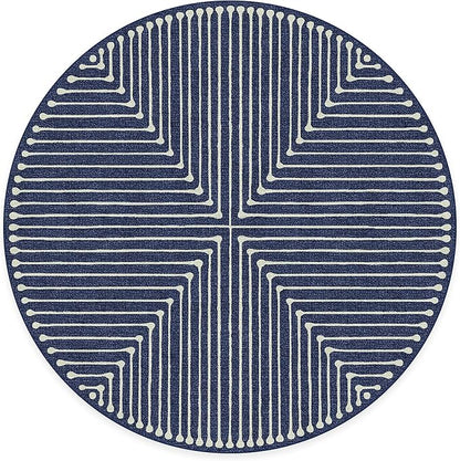 RUGGABLE x Jonathan Adler Machine Washable Modern Area Rug– Inkdrop Lapis Blue 8 ft Round, Stain-Resistant, Non-Slip– Large Rugs for Living Room, Bedroom, Hallway, Entryway & Office–with Standard Pad