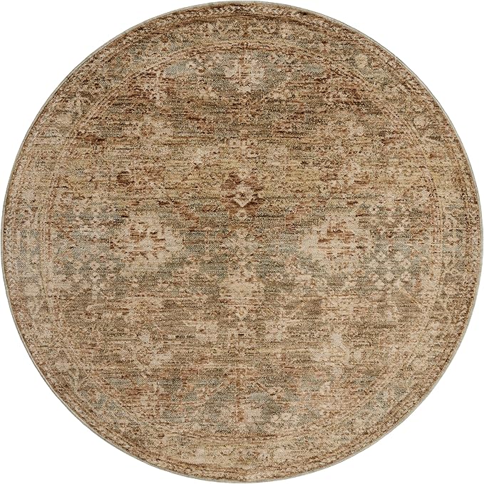 Loloi Magnolia Home by Joanna Gaines Junie Collection JUE-03 Spice/Multi 9'-6" x 9'-6", .38" Pile Height, Round Area Rug