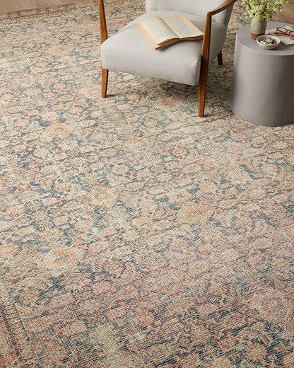 Loloi Angela Rose Aubrey Collection AUB-01 Navy/Multi 7'-6" x 7'-6", .19" Pile Height, Round Area Rug