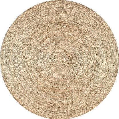 nuLOOM 4 Round Rigo Jute Hand Woven Area Rug, Natural, Solid Farmhouse Design, Natural Fiber, For Bedroom, Living Room, Dining Room, Hallway, Office, Kitchen, Entryway