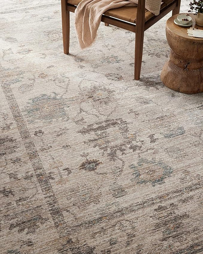 Loloi Magnolia Home by Joanna Gaines Millie Collection MIE-01 Silver/Dove 2'-7" x 14', .25" Pile Height, Runner Rug
