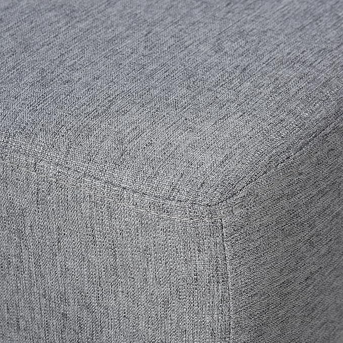 HOMCOM Ottoman Foot Rest, Small Foot Stool with Linen Fabric Upholstery and Plastic Legs, Cube Ottoman for Living Room, Gray