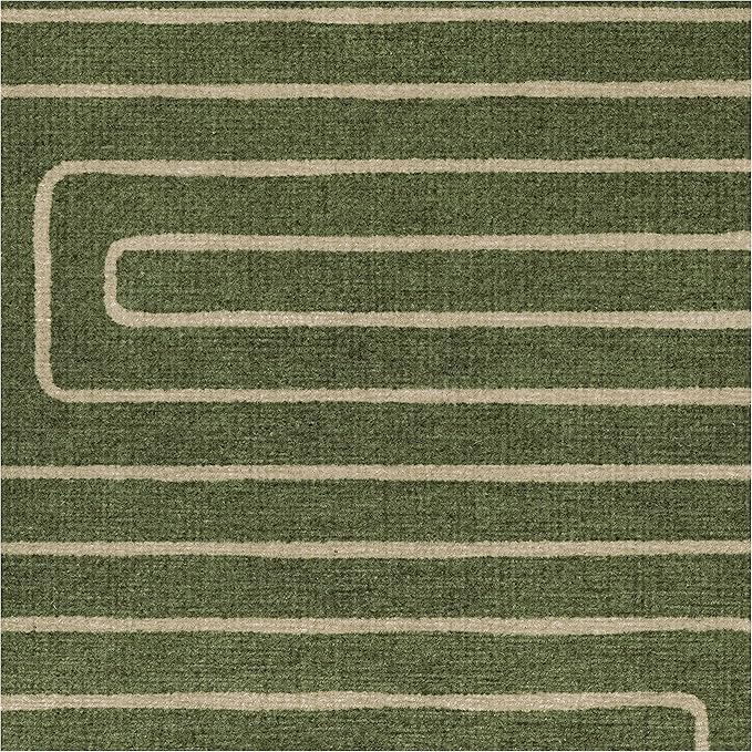 RUGGABLE x Jonathan Adler Machine Washable Modern Area Rug – Labyrinth Fern Green 5x7, Stain-Resistant, Non-Slip – Medium Rugs for Living Room, Bedroom, Hallway, Entryway & Office–with Cushioned Pad