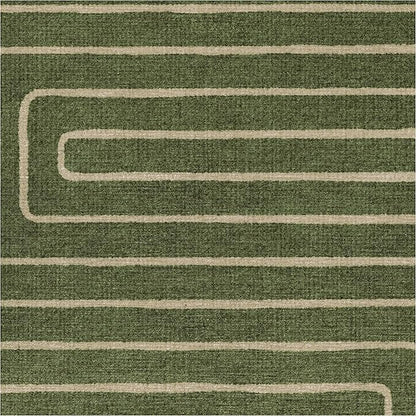 RUGGABLE x Jonathan Adler Machine Washable Area Rug – Labyrinth Fern Green 6 ft Round, Stain-Resistant, Non-Slip – Medium Rugs for Living Room, Bedroom, Hallway, Entryway & Office–with Cushioned Pad