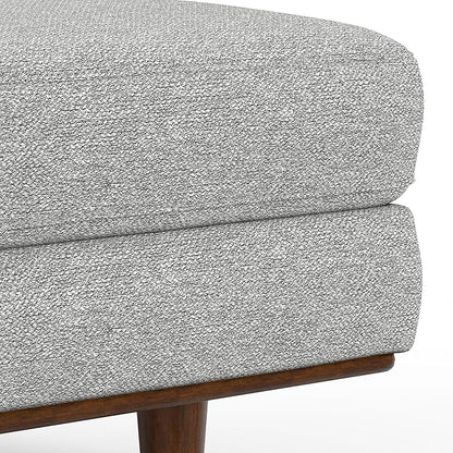 SIMPLIHOME Morrison 49-inch Wide Table Ottoman in Mist Grey Woven-Blend Fabric, Multifunctional Footrest, Coffee Table, or Extra Seating for Living Room, Mid-Century Modern Style