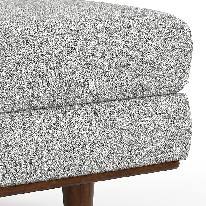 SIMPLIHOME Morrison 33-inch Wide Table Ottoman in Mist Grey Woven-Blend Fabric, Multifunctional Footrest, Coffee Table, or Extra Seating for Living Room, Mid-Century Modern Style