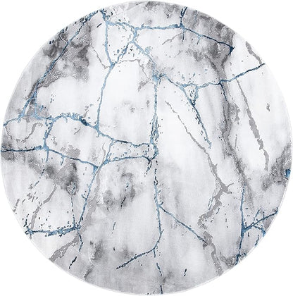 SAFAVIEH Craft Collection 8' Round Ivory Grey/Blue CFT877M Modern Abstract Non-Shedding Living Room Dining Bedroom Foyer Area Rug
