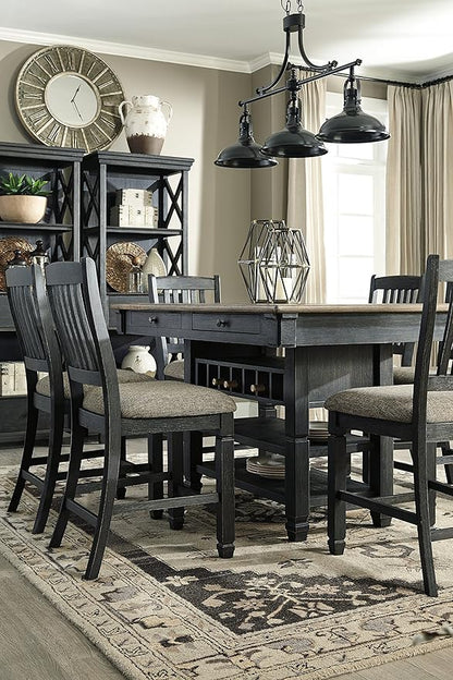 Signature Design by Ashley Tyler Creek Casual Farmhouse 75" Display Cabinet or Bookcase with Drawers and Shelf, Open Lattice Sides, Wood, Gray Black Finish