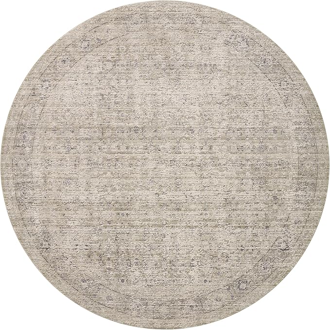 Loloi Amber Lewis Alie Collection ALE-03 Taupe/Dove 7'-10'' x 7'-10'', .13'' Pile Height, Round Area Rug