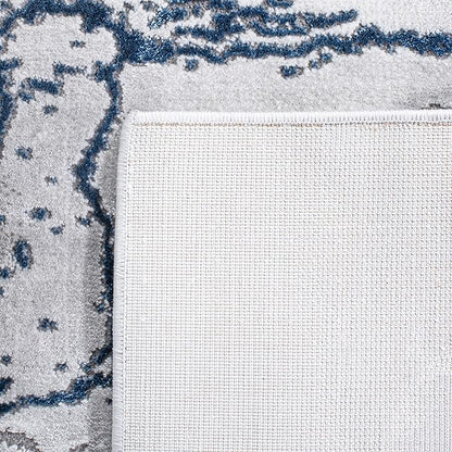 SAFAVIEH Craft Collection Area Rug - 5'3" Square, Ivory Grey & Blue, Modern Abstract Design, Non-Shedding & Easy Care, Ideal for High Traffic Areas in Living Room, Bedroom (CFT877M)
