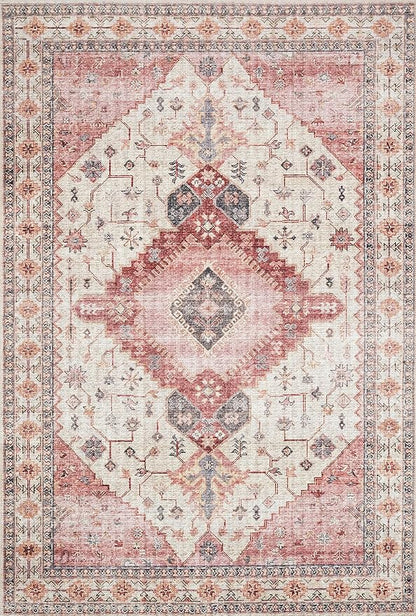 Loloi II Skye Collection SKY-02 Ivory/Berry 7'-6" x 9'-6" Area Rug