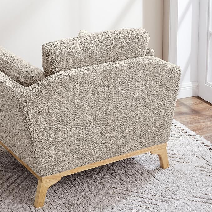 VANOMi Large-Sized Accent Chair, Thick Cushion Bedroom Reading Chair, Comfortable Living Room Single Sofa， Boucle Camel