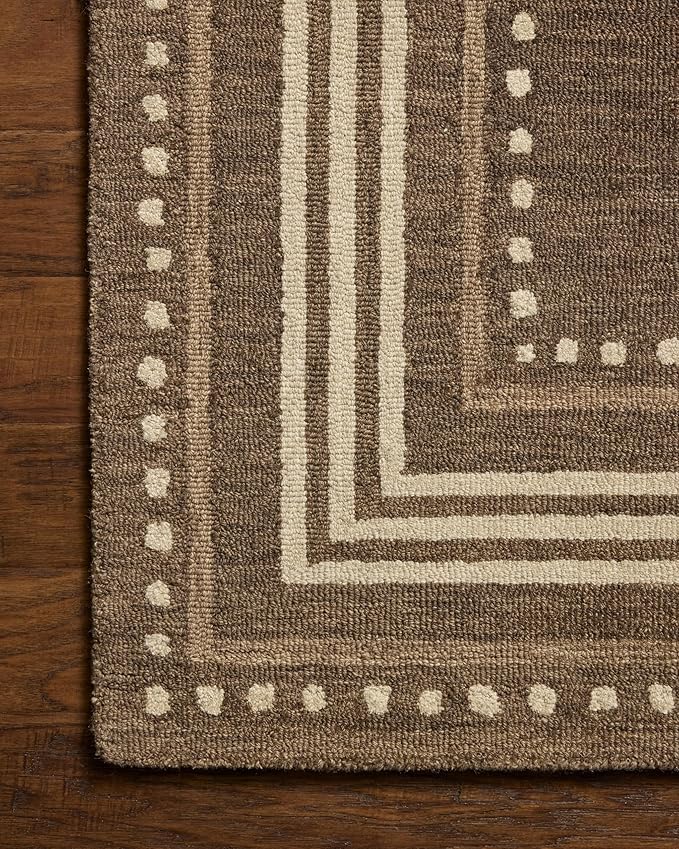 Loloi Chris Loves Julia Alfie Collection ALF-02 Bark/Natural 3'-6" x 5'-6" Accent Rug Wool Neutral Living Bedroom Dining Carpet