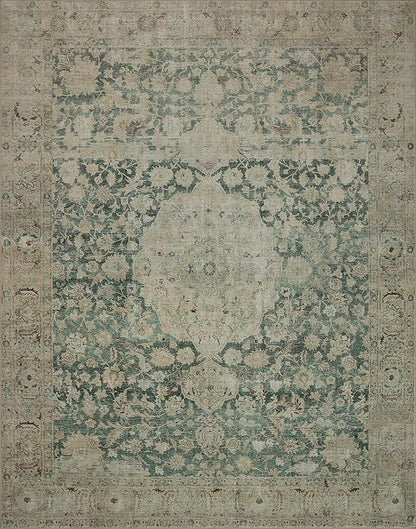 Loloi Magnolia Home by Joanna Gaines Sinclair Collection SIN-05 Jade/Sand 3'-6" x 5'-6", .25" Pile Height, Machine Washable, Accent Rug