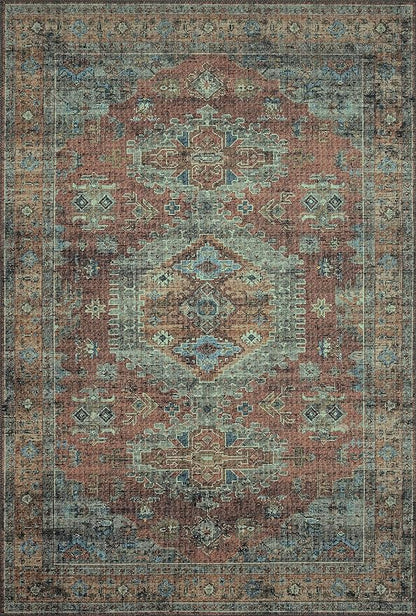 Loloi Skye Collection SKY-07 Terracotta/Sky 6'-0" x 6'-0" Round Area Rug