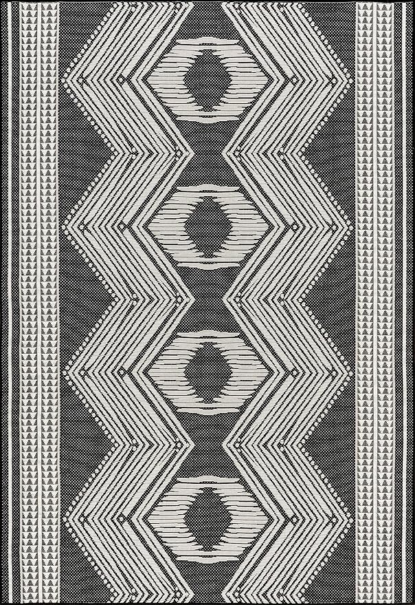nuLOOM 6' 7" x 9' Outdoor Tribal Geometric Area Rug, Stain Resistant, Weather Resistant, High Traffic, Patio, Balcony, Outside, Ranya Black