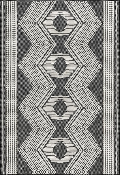 nuLOOM 6' 7" x 9' Outdoor Tribal Geometric Area Rug, Stain Resistant, Weather Resistant, High Traffic, Patio, Balcony, Outside, Ranya Black