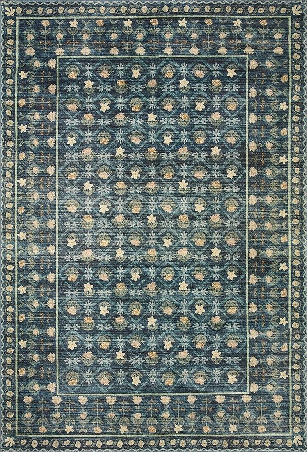 Loloi Rifle Paper Co. Eden Collection EDE-03 Lattice Indigo 5'-0" x 7'-6" Area Rug feat. CloudPile™