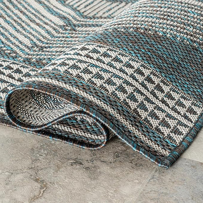 nuLOOM 5' x 8' Outdoor Tribal Geometric Area Rug, Stain Resistant, Weather Resistant, High Traffic, Patio, Balcony, Outside, Ranya Turquoise