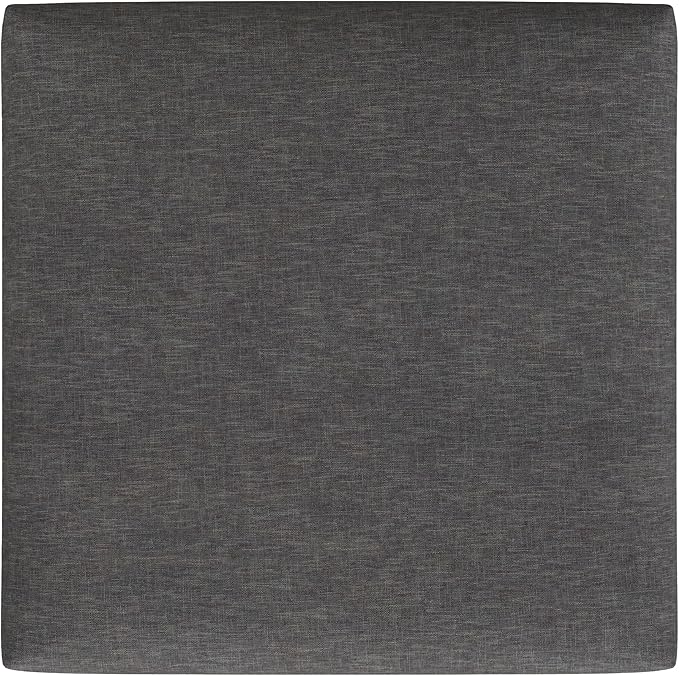 SIMPLIHOME Rebecca 36 inch Wide Contemporary Square Mid Century Coffee Table Storage Ottoman with Lift Up Lid in Slate Grey Polyester Linen, Assembled, For the Living Room, Entryway and Family Room