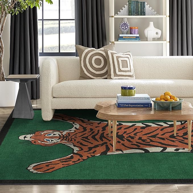 RUGGABLE x Jonathan Adler Machine Washable Modern Area Rug – Tiger Emerald 5x7, Stain-Resistant, Non-Slip – Medium Rugs for Living Room, Bedroom, Hallway, Entryway & Office–with Cushioned Pad