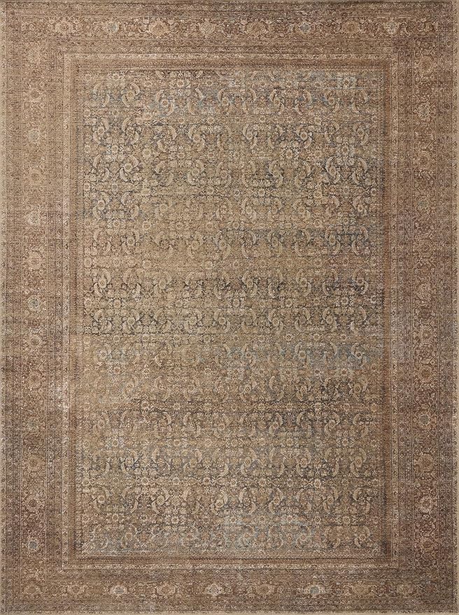 Loloi Amber Lewis Cambria Collection CBR-07 Ocean/Bark 5'-0" x 7'-6" Area Rug Jute, Neutral, Vintage Style, Antique Tone, Living, Bedroom, Dining, Carpet