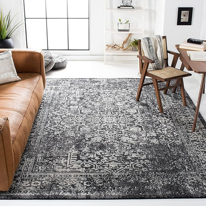 SAFAVIEH Area Rug 8x10 - Evoke Collection - Large - Black & Grey, Distressed Design, Non-Shedding & Easy Cleaning, Ideal for Living Room, Bedroom, Dining Space (EVK256R)