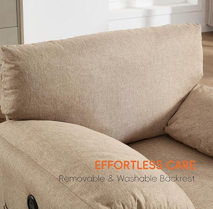 Oversized Accent Chair Mid-Century Modern Armchair for Living Room,USB and Type-C Ports,Comfy Reading Chairs for Bedroom with Side Pockets,Extra-Wide Single Sofa Chair(Khaki, Set of 1)