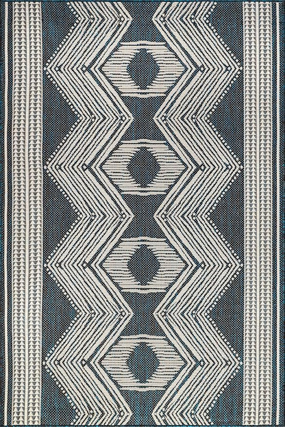nuLOOM 5' x 8' Outdoor Tribal Geometric Area Rug, Stain Resistant, Weather Resistant, High Traffic, Patio, Balcony, Outside, Ranya Turquoise