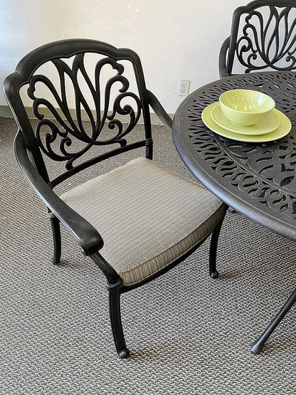 Elizabeth Outdoor Cast Aluminum Patio 9 pcs Dining Set with 64" Square Table and 8 Stationary Chairs Antique Bronze (Olefin Walnut Cushion)