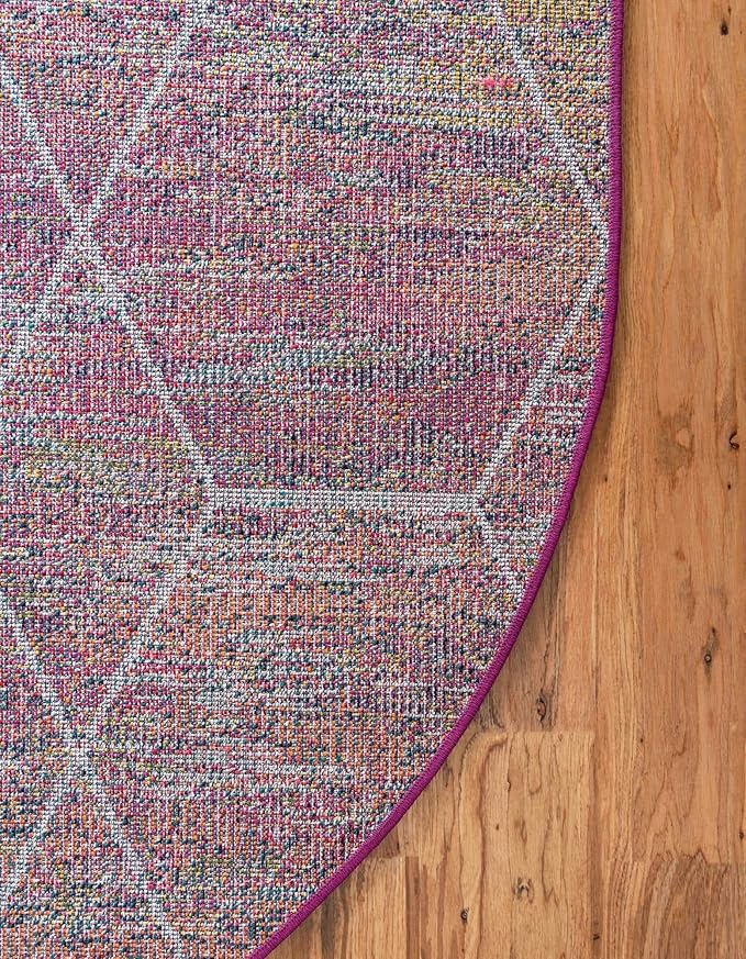 Unique Loom Trellis Frieze Collection Area Rug - Geometric (3' x 5' Oval, Multi/ Ivory)