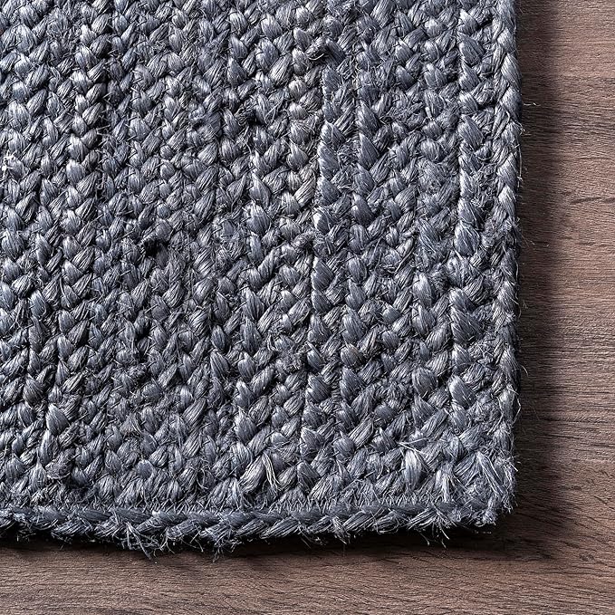 nuLOOM 2x6 Rigo Jute Hand Woven Area Rug, Navy, Solid Farmhouse Design, Natural Fiber, For Bedroom, Living Room, Dining Room, Hallway, Office, Kitchen, Entryway
