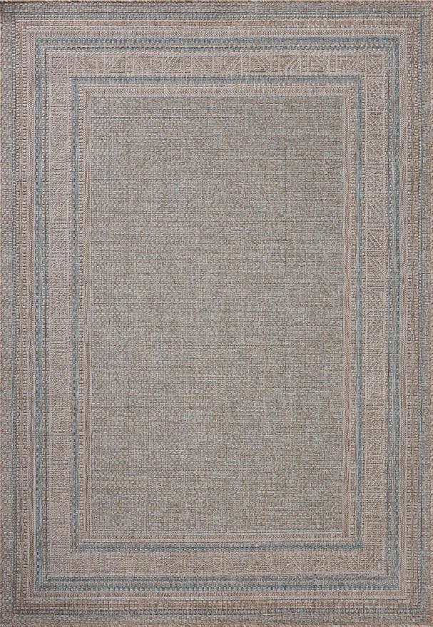 Loloi Amber Lewis Topanga Collection TOP-05 Natural/Teal 3'-11" x 5'-11" Indoor/Outdoor Accent Rug