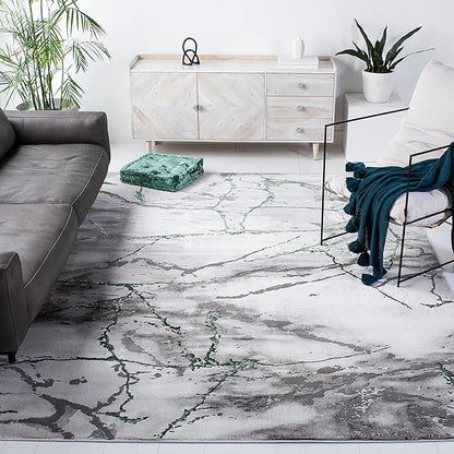 SAFAVIEH Craft Collection Area Rug - 12' x 15', Grey & Green, Modern Abstract Design, Non-Shedding & Easy Care, Ideal for High Traffic Areas in Living Room, Bedroom, Dining (CFT877Y-1215)