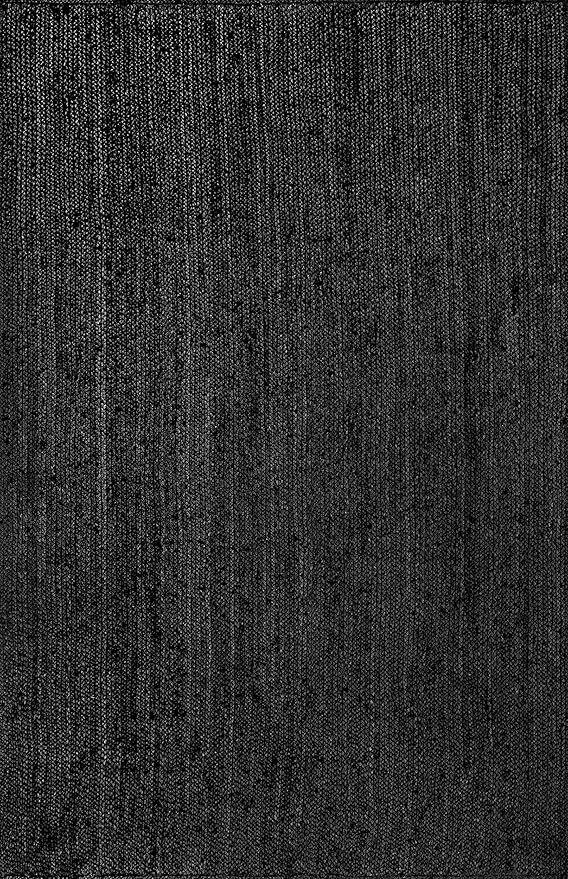 nuLOOM 8x10 Rigo Jute Hand Woven Area Rug, Black, Solid Farmhouse Design, Natural Fiber, For Bedroom, Living Room, Dining Room, Hallway, Office, Kitchen, Entryway