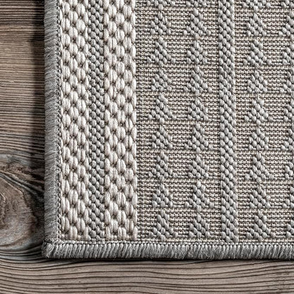 nuLOOM 10' x 13' Outdoor Tribal Geometric Area Rug, Stain Resistant, Weather Resistant, High Traffic, Patio, Balcony, Outside, Ranya Light Grey