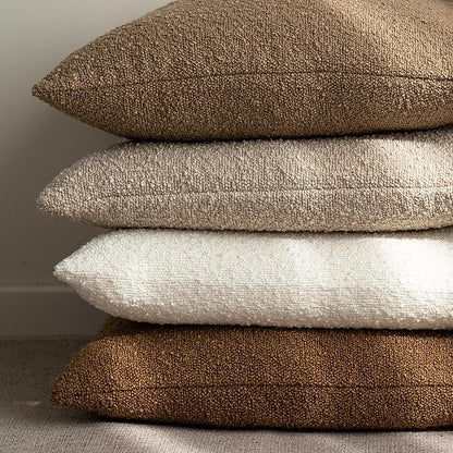 Foindtower Pack of 2 Textured Boucle Throw Pillow Covers Accent Solid Pillow Cases Cozy Soft Decorative Couch Cushion Case for Chair Sofa Bedroom Living Room Home Decor, 18 x 18 Inch,White