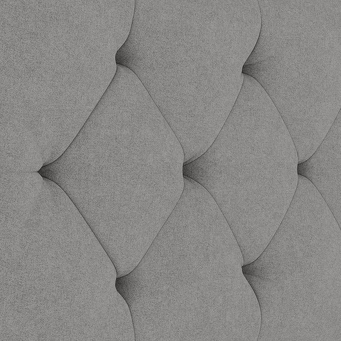 Upholstered Headboard King Size Only for Bed Frame from 65”-78”, Adjustable Height Headboards King with Durable Leg, Fabric Bed Head Board in Modern Button Design, Light Grey