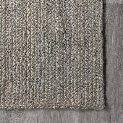 nuLOOM 6x9 Rigo Jute Hand Woven Area Rug, Grey, Solid Farmhouse Design, Natural Fiber, For Bedroom, Living Room, Dining Room, Hallway, Office, Kitchen, Entryway